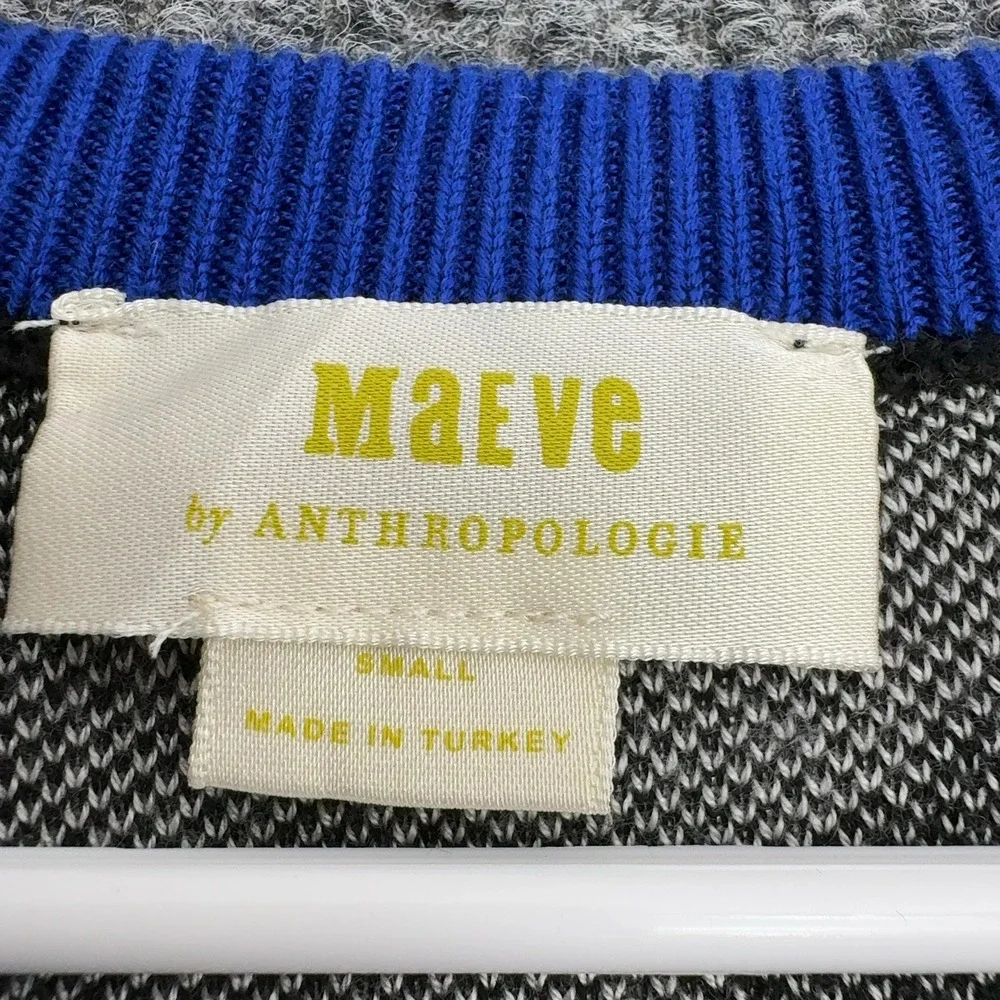 Maeve Anthropologie Sweater Womens S Black White Knit Diagonal Stripe Casual